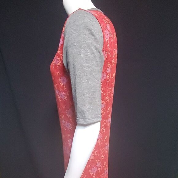 LuLaRoe Julia Red, Purple, & Gray Floral Dress (Small) - Picture 4 of 6